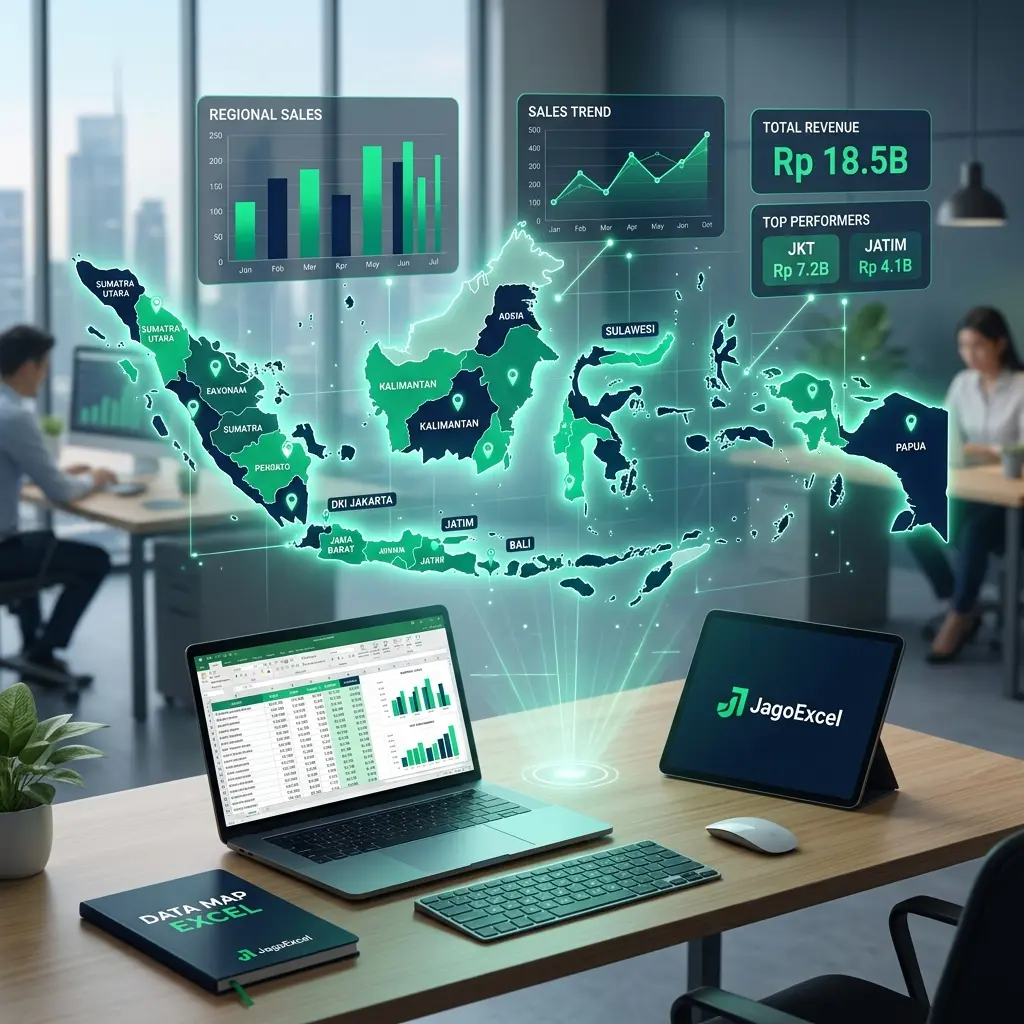 Visualisasi Penjualan Berdasarkan Wilayah Geografis di Excel